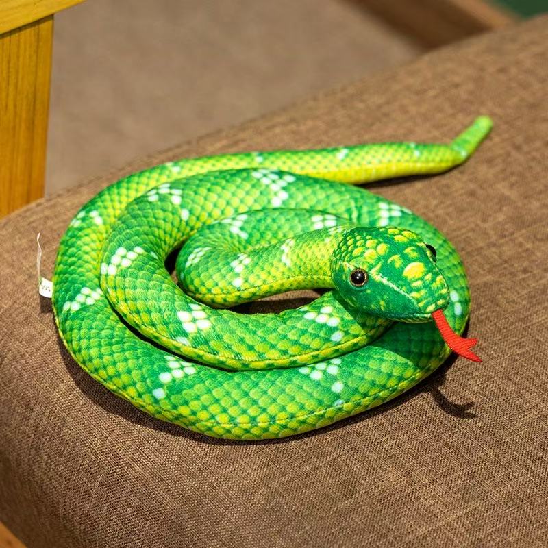 Künstliches Python-Plüschtier, lange Schlange, gelb, orange, grün, Python-Plüschtier, zum Dekorieren des Hauses, Weihnachtsdekoration 100cm-150cm