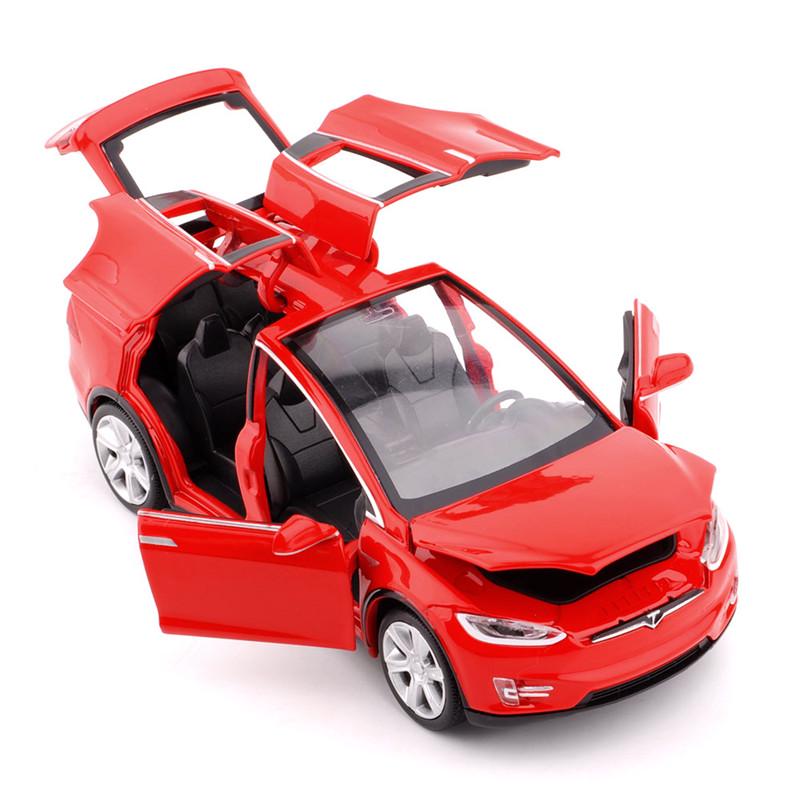 1:32 Tesla MODEL X Legierung Auto Fahrzeuge Spielzeugautos für Kinder Geschenke None rot
