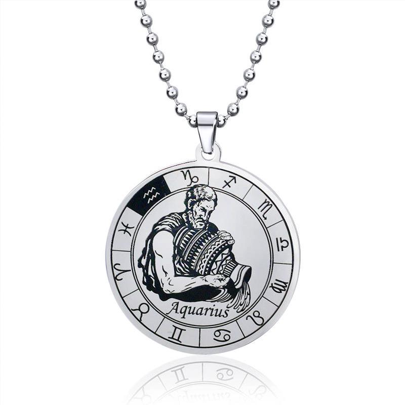 12 Konstellation Edelstahl Kette Halskette Frauen/Männer Silber Halskette Schmuck