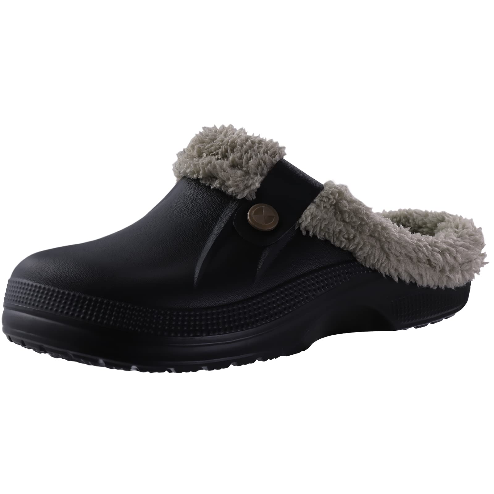 Comwarm Herren Clogs Hausschuhe Winter Warme Gartenschuhe Rutschfeste Wasserdichte Hausschuhe Männliche Weiche Fuzzy Slides Pelz Clogs Plüsch Slipper 40-41(9.6-9.8 inch)
