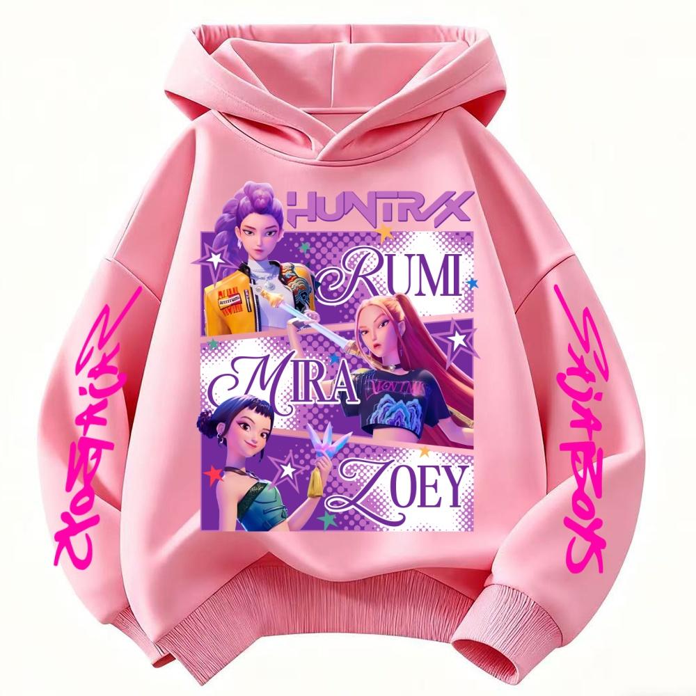 Huntrix Hoodie Kinder KPop Dämonenjäger Kleidung Prinzessin Mädchen Kleidung Mode Jungen Kleidung Frühling Herbst Sweatshirt Kinderoberteile 140 rosa