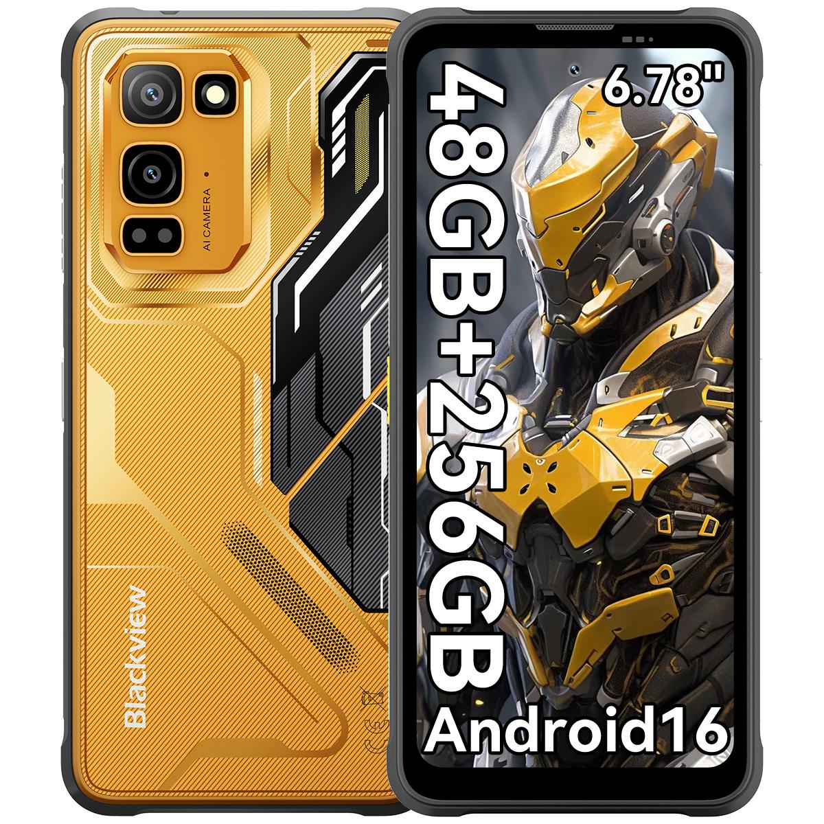 Blackview FORT 5 Robustes Android 16 Smartphone 108MP Kamera mit Nachtsicht 6,78  120Hz Display, 12GB RAM 256GB ROM, 5000mAh Akku, Dual-SIM, NFC Only cell phone gelb