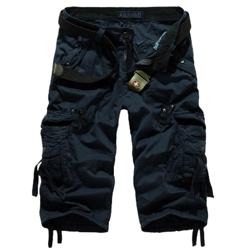 Mode Sommer Herren Freizeit Cargo Shorts Lockerer Schnitt Locker Tasche Knie Capri Cargo Hosen Hose Weich 36 dunkelblaue