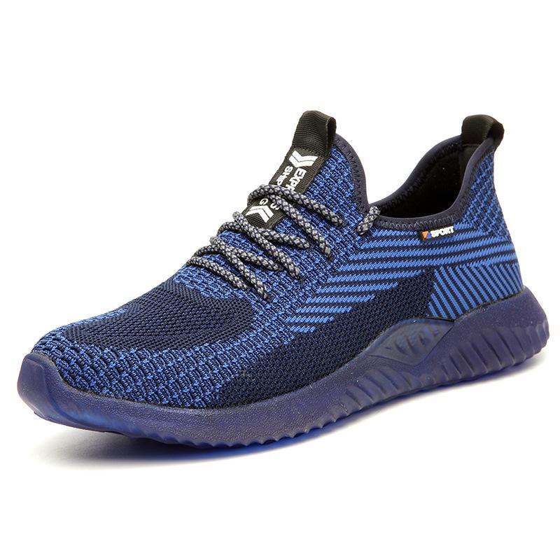 Herren Damen Sicherheitsschuhe mit Stahlkappe, Arbeitsstiefel, Wanderschuhe, atmungsaktiv, Größe 37 blau