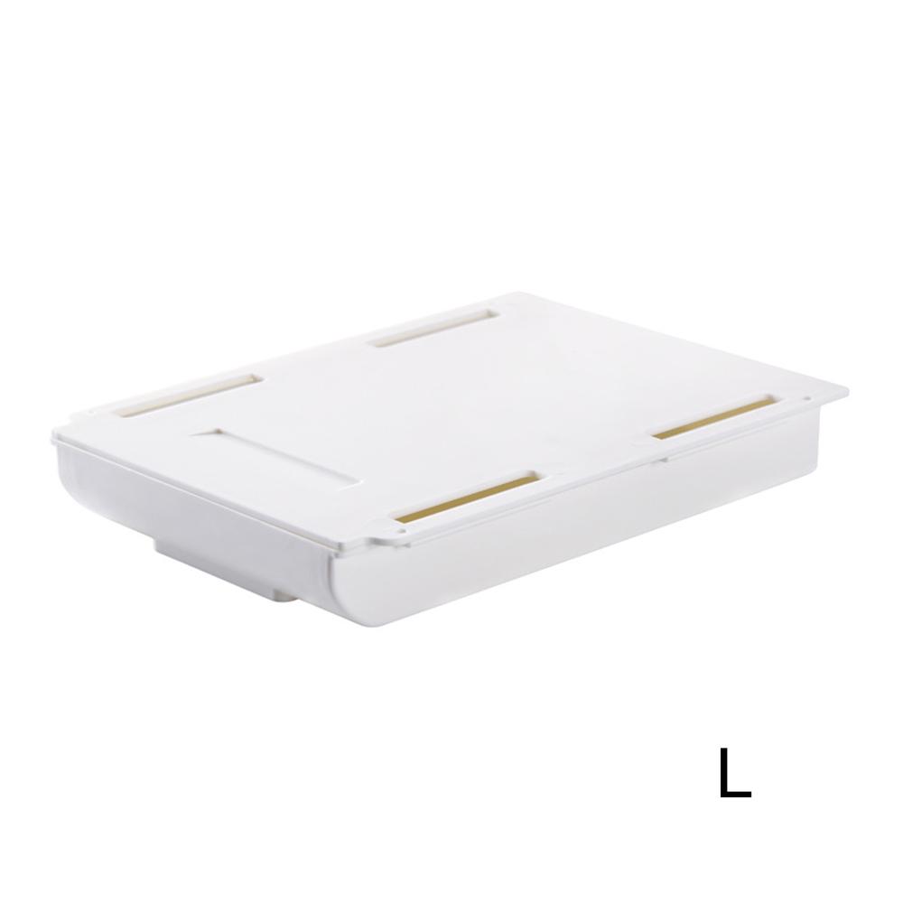 Aufbewahrungsregal, selbstklebend, für Bleistifte, Schreibtisch, Tisch, Schublade, Organizer, Box unter dem Schreibtisch, Ständer, selbstklebende Aufbewahrung unter der Schublade L weiß