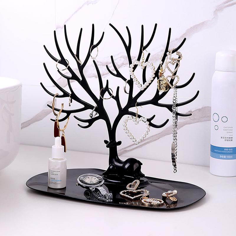 Schmuck Display Stand Tablett Baum Lagerung Racks Ohrringe Halsketten Ringe Schmuck Boxen Fall Desktop-Organizer Halter Make-Up Dekor schwarz