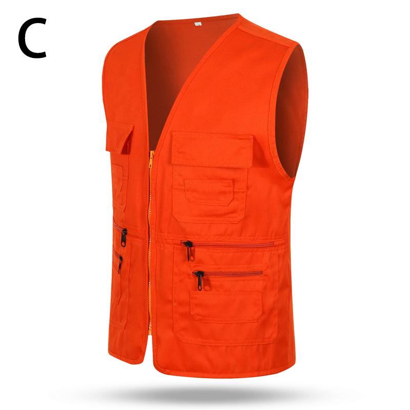 Männer Ärmellose Weste Top Casual Multi-Tasche Lose Jacke Mantel Outdoor Angeln Fotografieren Kameramann Weste XL orange