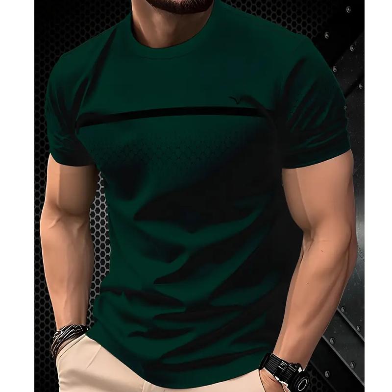 Neues Sommer-T-Shirt für Herrenmode Persönlichkeit Vielseitig bedrucktes Herren-T-Shirt Top M grün
