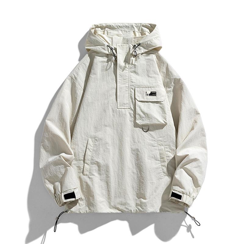 Männer Dünne Jacken Mäntel Harajuku Mit Kapuze Pullover Jacke Männer Windjacke Mantel Männlichen Outwear 7XL weiß