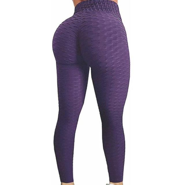 Hohe Taille Fitness Leggings Frauen Workout Push Up Solide Bodybuilding Jeggings Hosen XXXL violett