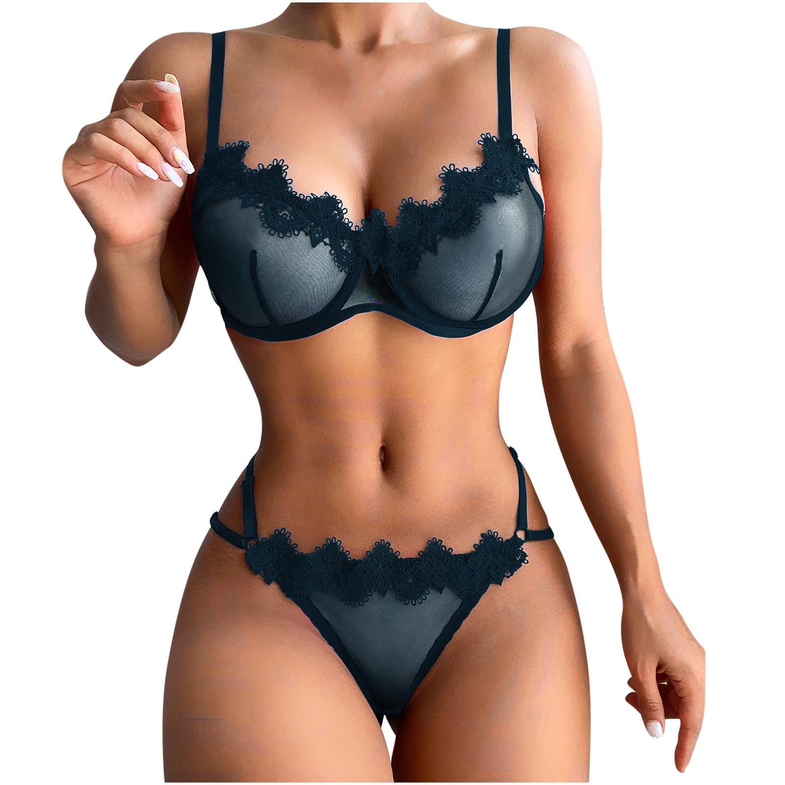 Sexy Dessous für Damen, modisch, Spitze, sexy Set, zweiteiliger Anzug, Dessous M dunkelblau