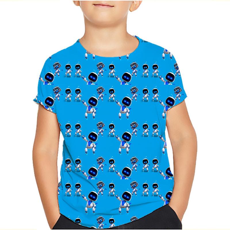 Spiel Astro Bot 3D gedruckt Kinder T-Shirt Kinder Kleidung Harajuku Cartoon Tees Casual Spaß Top Kleidung Mädchen Jungen T-Shirt 2024 110 esche grau