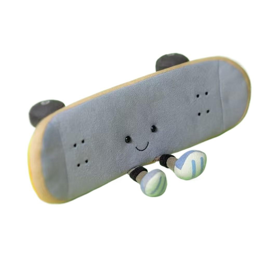 Sommer Neu Simulierte Skateboard Puppe Stofftier Plüschtier Cartoon Anime Niedliches Kissen Kindergeburtstagsgeschenk Lustige Puppe gray