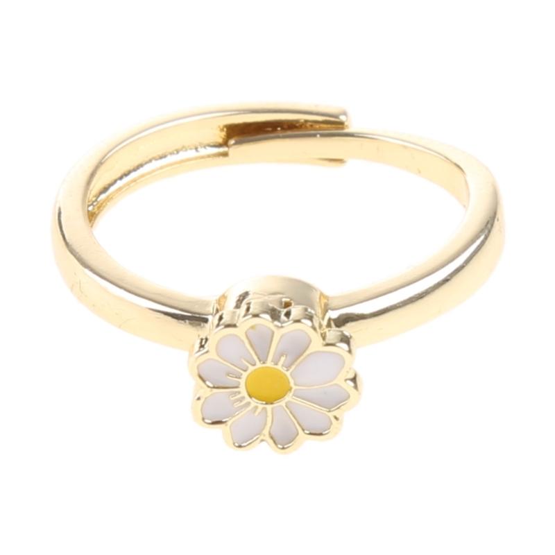 Fidget Spinner Ringe für Damen Legierung Roségold Gänseblümchen-Blume Angstringe Drehbar Ringe Verstellbar Beruhigender Sorgenring 1 beige
