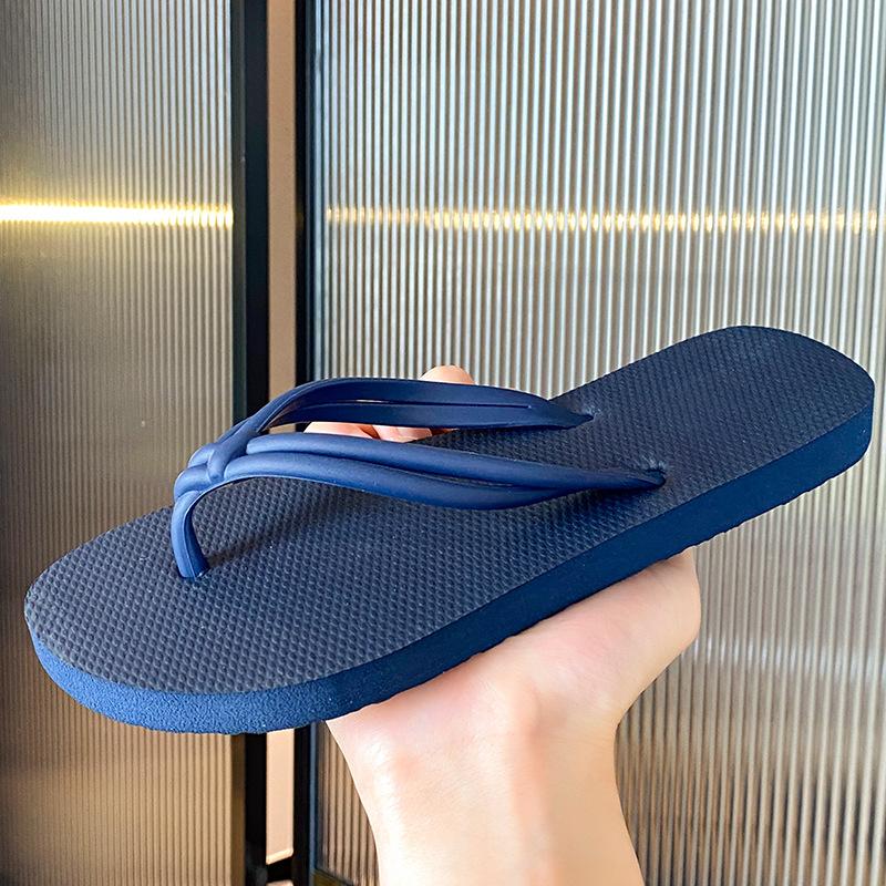 Sommer Neuer Stil Damen Flip-Flops Sommer Dicksohlige Hausschuhe Reise Outdoor Strand Hausschuhe Mode Damenschuhe Damenschuhe 35-36 dunkelblaue