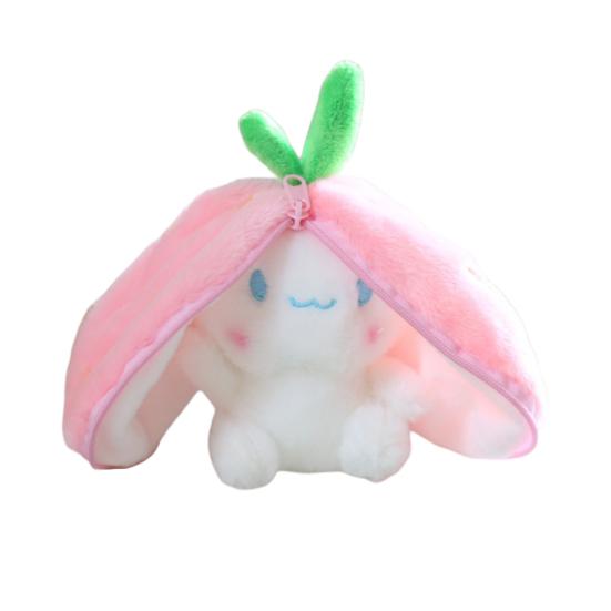 Hund Plüsch Plüschtiere Ornament Cross-Dressing Obst Hase Puppe Anhänger flauschige Stofftier Cartoon Anime Puppe Schlüsselanhänger Zubehör rosa