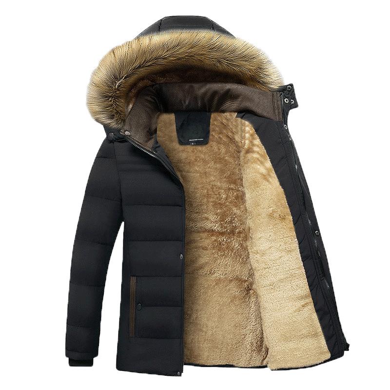Herren Wasserdicht Mit Kapuze Pelz Kragen Parka Jacke Mantel Männer Herbst Mode Casual Parkas Männer Winter M schwarz