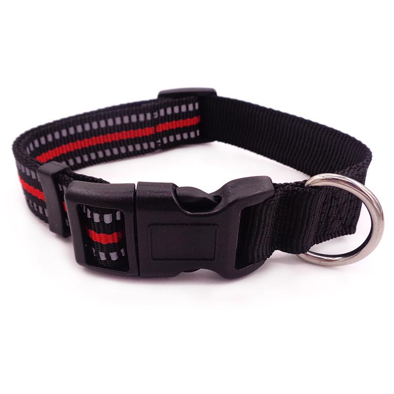 Reflektierendes Hundehalsband, Katzen- und Hundehalsband, Nylon, reflektierendes Halsband, Haustierhalsband M rot