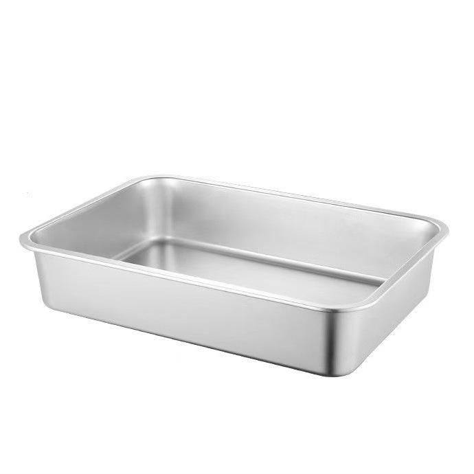 Große Edelstahl-Katzenklo-Box mit Griff - Halboffen, Spritzschutz, Tiefes Design 36x27x10 cm
