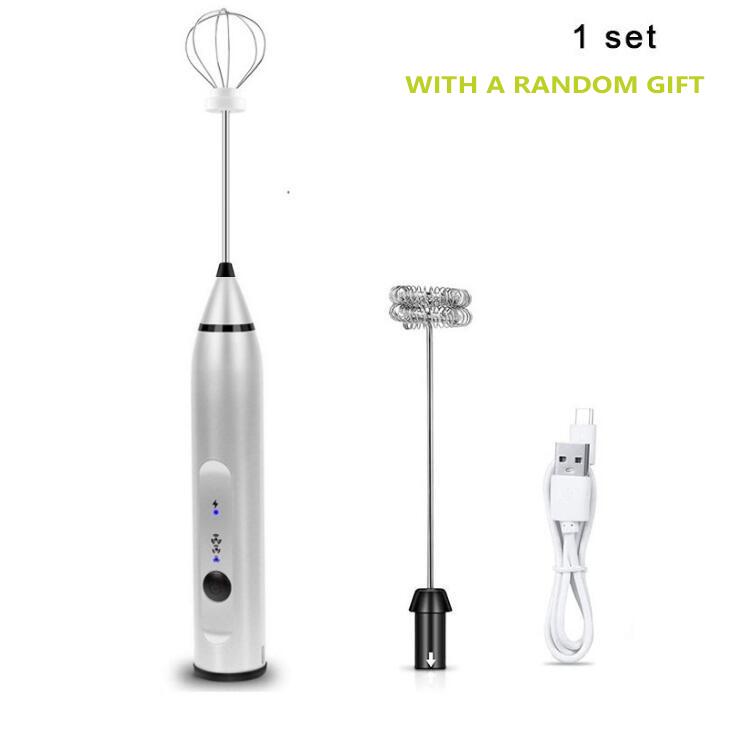 3-geschwindigkeiten Elektrische Schneebesen Kaffee Milch Trinken Ei Aufschäumer Schäumer Mixer USB Aufladbare Handheld Lebensmittel Mixer Backen Werkzeuge silber