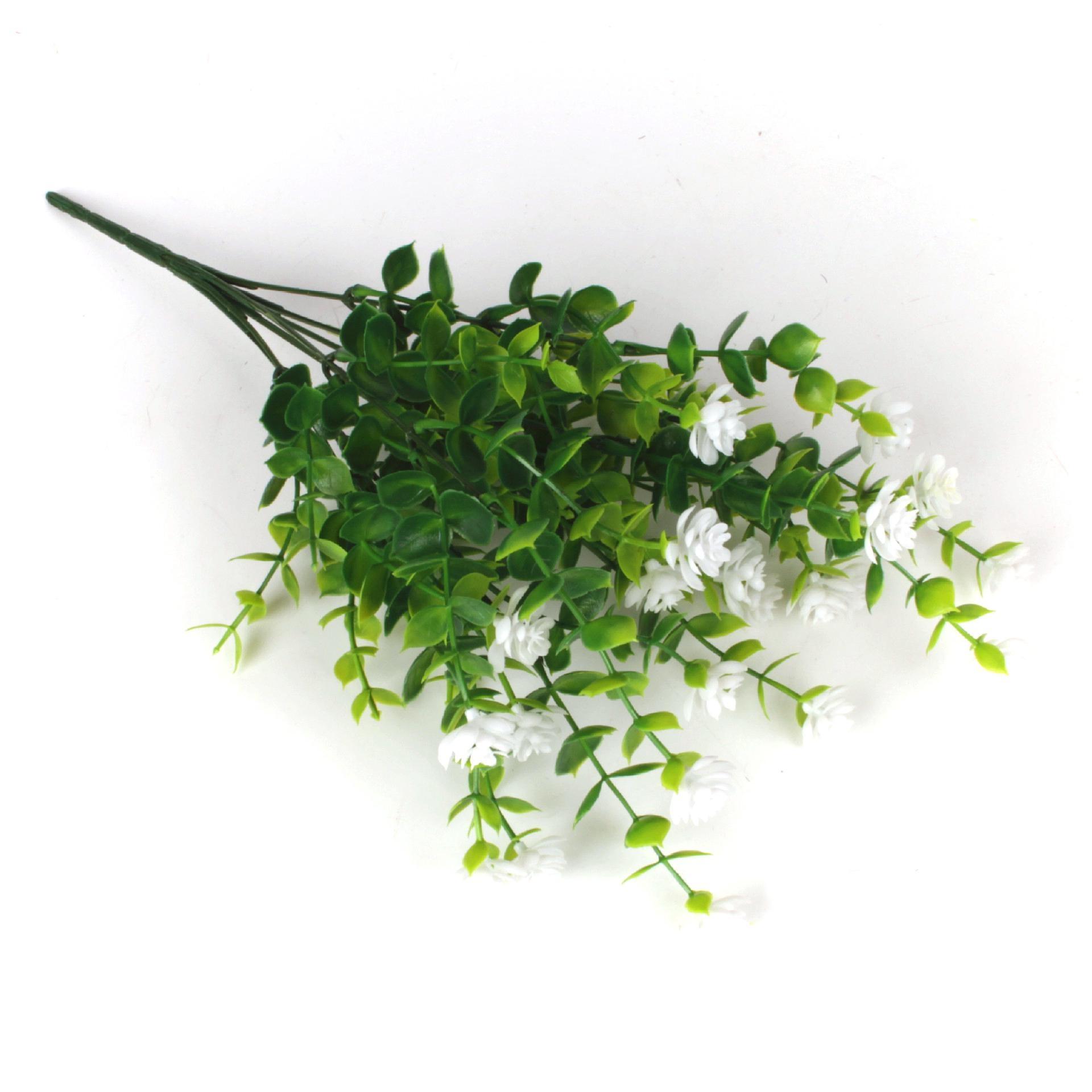 Künstliche Eukalyptusblumen für den Außenbereich, künstliche Buchsbaumpflanzen, Sträucher, Blumen zur Dekoration, kein Verblassen, künstliche Kunststoffpflanzen weiß