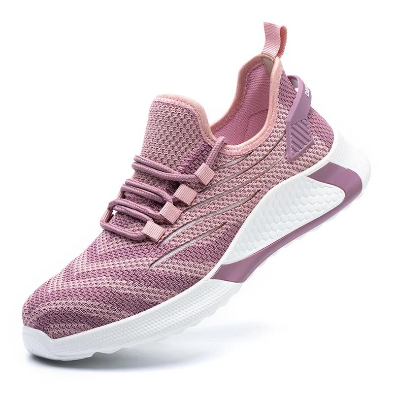 Große Größe 49 50 Sicherheitsschuhe für Männer Frauen Arbeitsschuhe Anti-Smash Anti-Pannen-Schutzschuhe bequeme Turnschuhe mit Stahlkappe 38 rosa