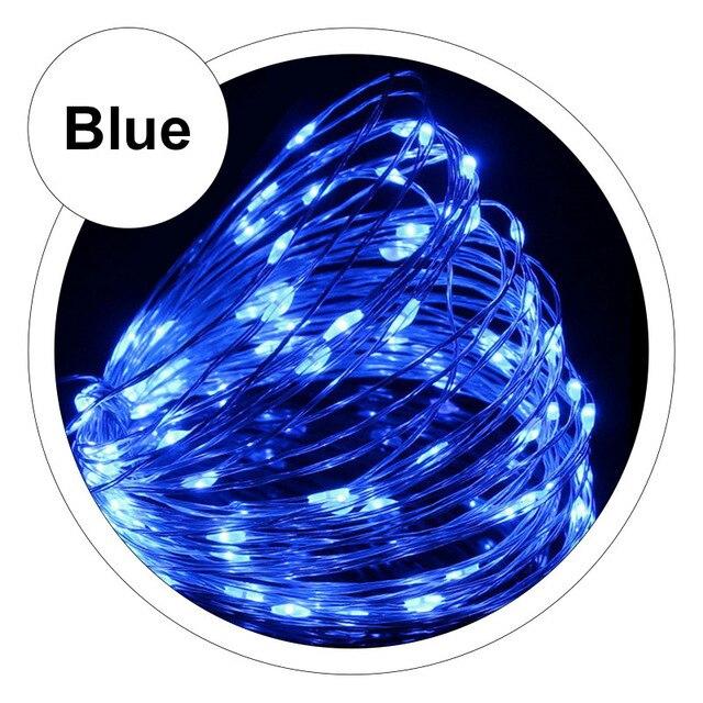 LED-Lichterkette, 2 m, 5 m, 10 m, USB-LED-Lichterkette, Fee, Weihnachten, Silberdraht, Hochzeit, Girlande, Lichterkette, Party-Dekoration 10M 100LEDs blau