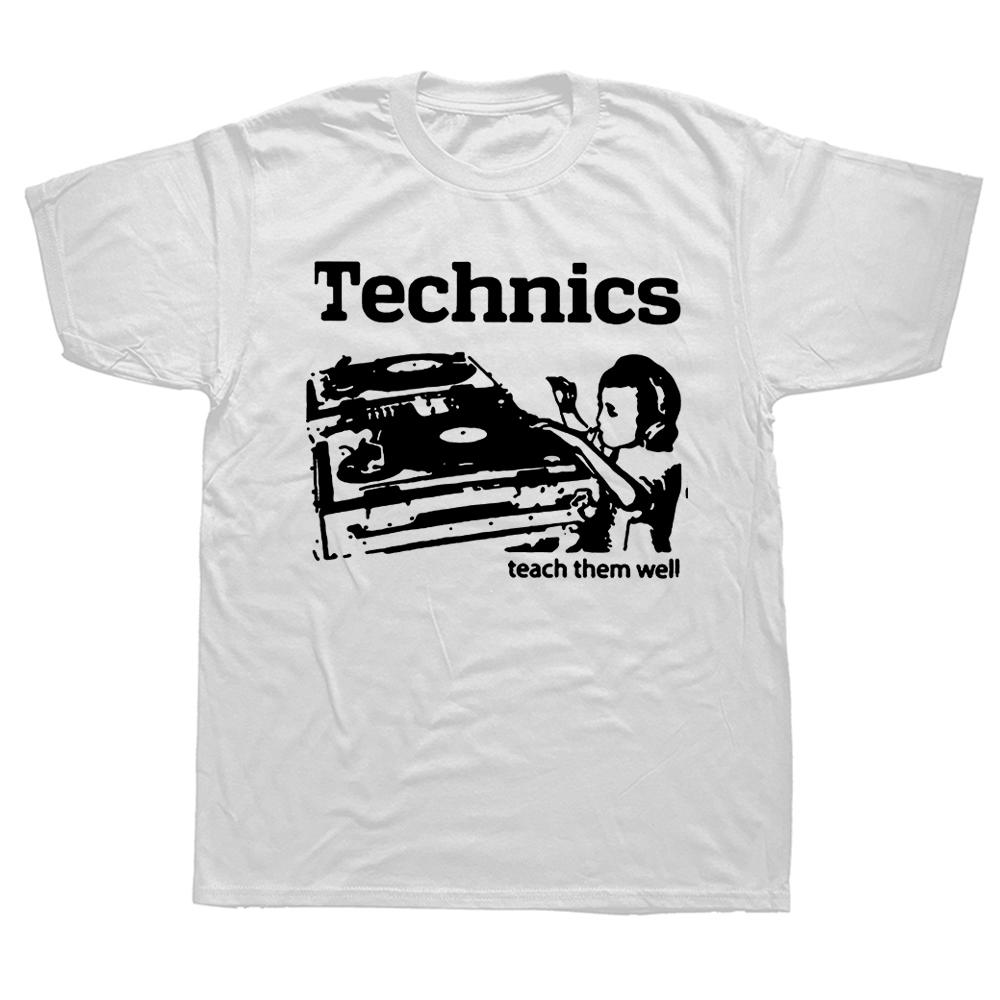Lustiges DJ Technics Teach Them Well T-Shirt Grafik Lässig Hip Hop Streetwear Kurzarm Musik Männer Europäische Größe Musik T-Shirt 5XL bunt