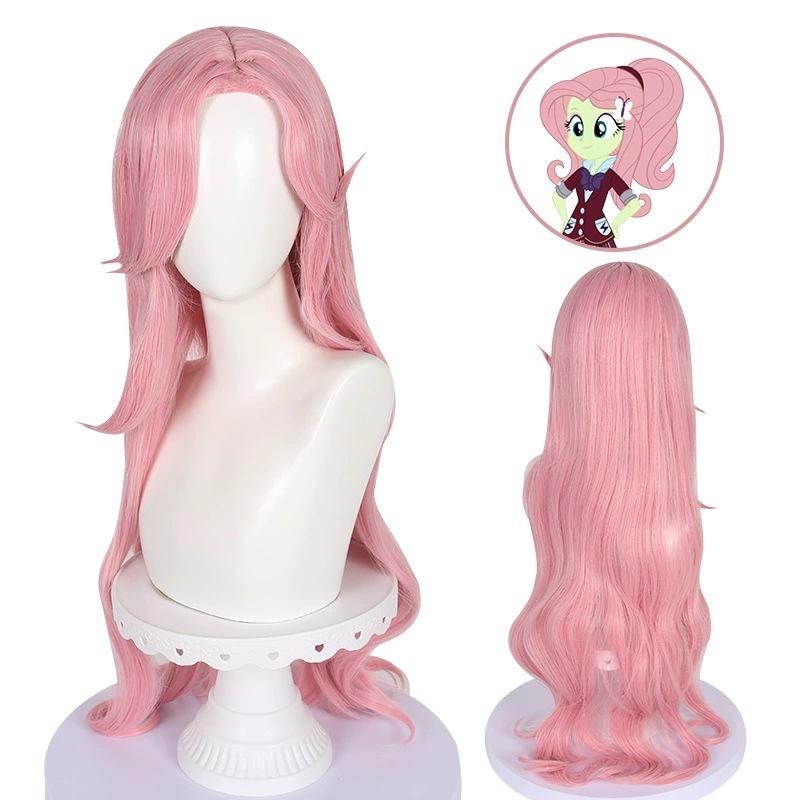 Anime Fluttershy Menschliche Cosplay Kostüme, Kleid und Perücke Rollenspiel Uniform, Halloween Karneval Party Outfit für Frauen One Size blau