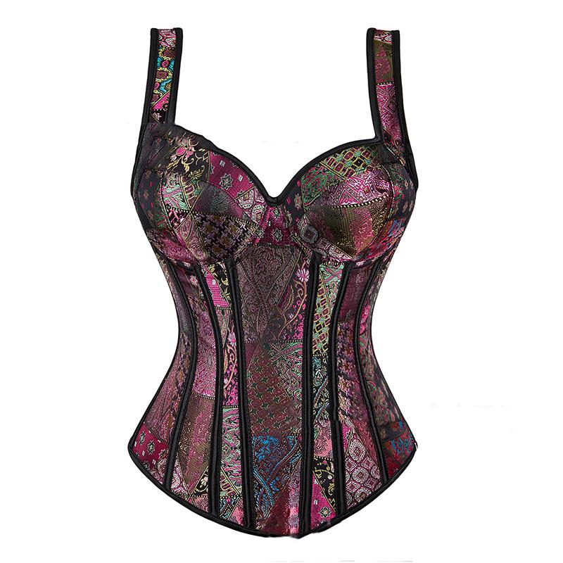 Steampunk Korsett Cup Reißverschluss Seite Träger Overbust Taillenformer Bustier XXXL violett