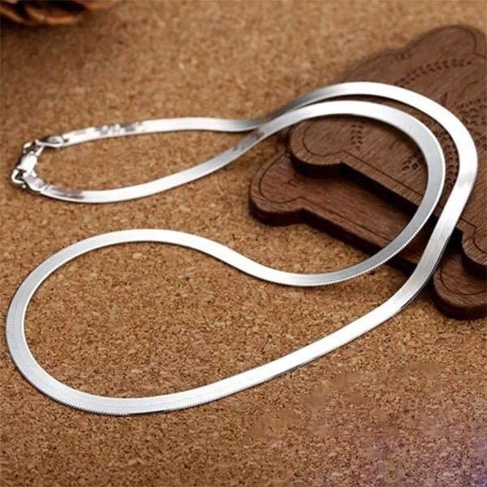 4MM Kette Halskette 925 Sterling Silber für Frauen Schmuck Klinge Kette Hochzeitsgeschenk 50cm 20inches