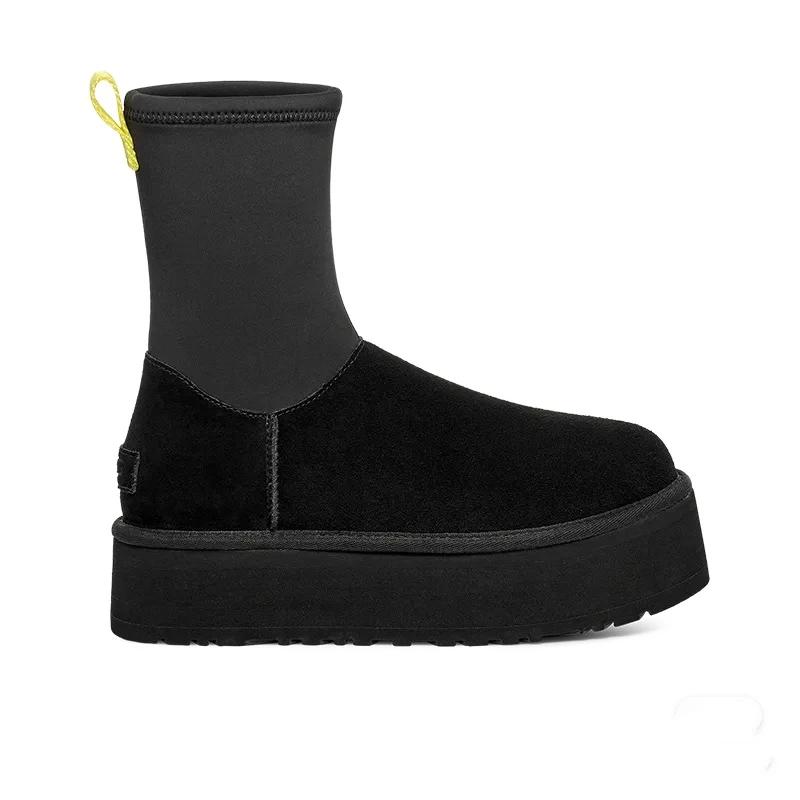 Kuhwildlederschuhe für Damen Neue, verdickte Plüsch-Winterstiefel für Damen mit kurzen Läufen Dicke Sohle Rutschfeste Damen-Schneestiefel 39 schwarz