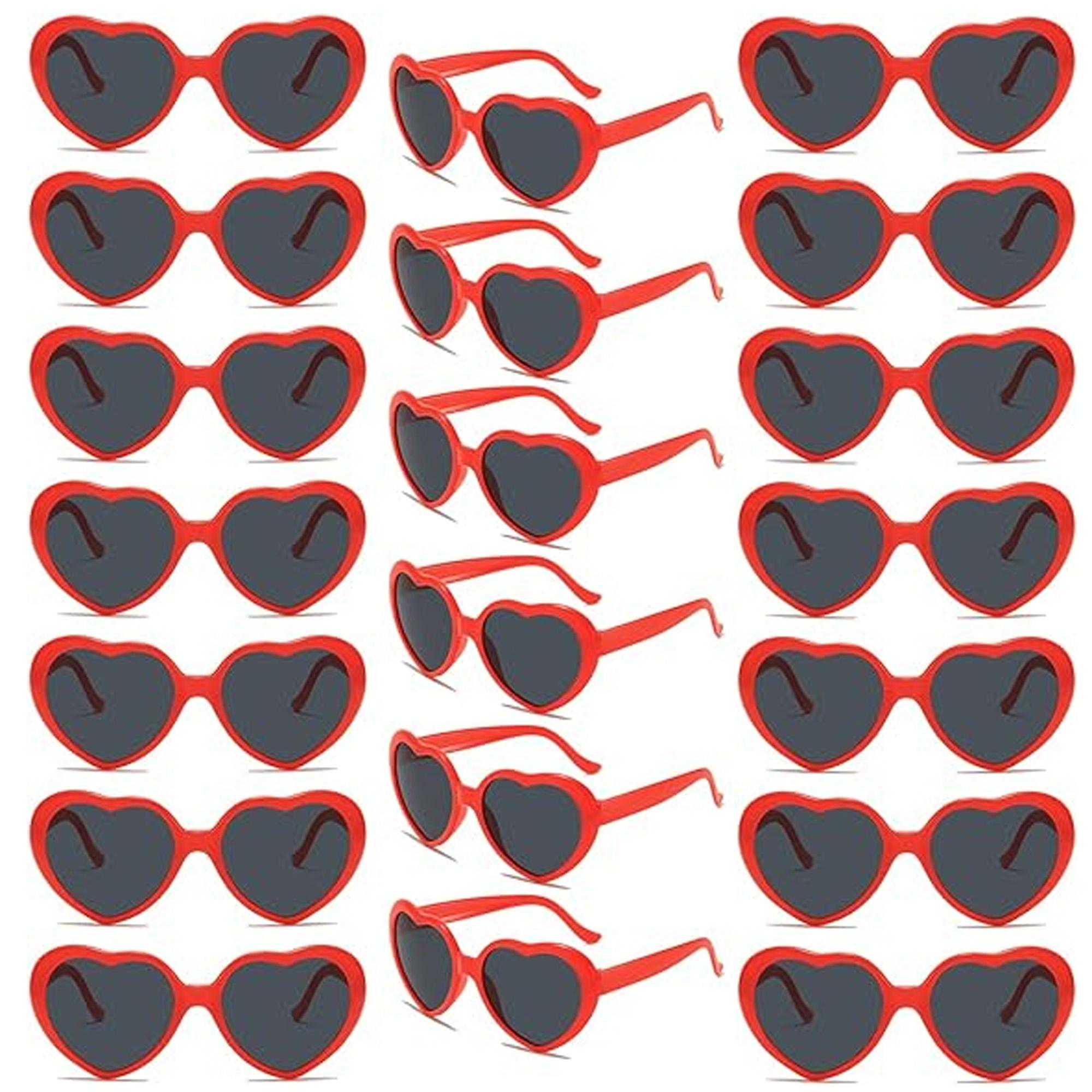 20er Pack Rote Herz Sonnenbrillen Großpackung Für Frauen Herz Sonnenbrillen Für Junggesellinnenabschied Gastgeschenk Halloween Und Weihnachts Requisiten