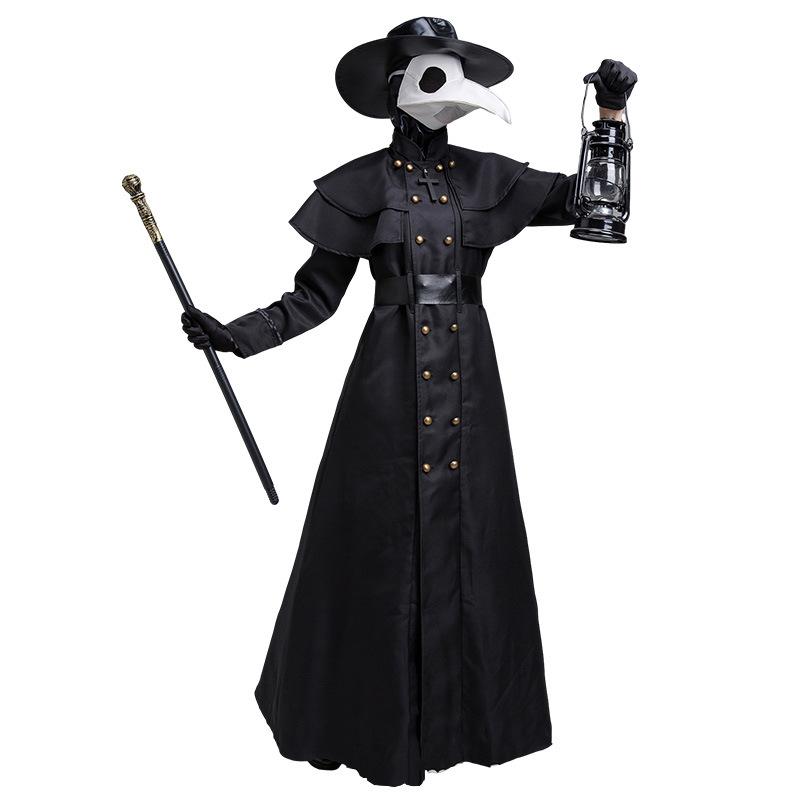 Halloween Erwachsenen Mittelalter Steampunk Wind Pestdoktor Kostüm Vogel Schnabel Krähe Langer Schnabel Maske Kostüm 4XL black