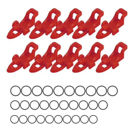 10 Stück Angelköder Hakenhalter mit Gummiringen Universal Angelrute Köder rot