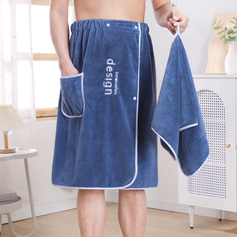 Herren-Badetuch, saugfähig, schnell trocknend, Badetuch mit sicherer Schnalle und Tasche für Fitnessstudio, Spa, Sauna, Dusche