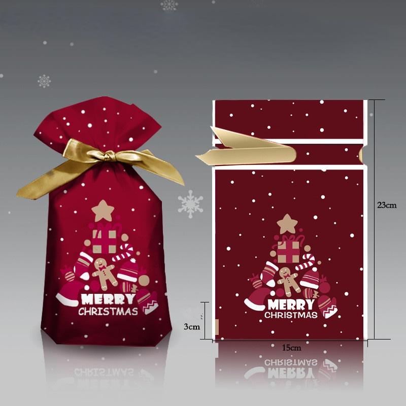 5Pcs Neue Jahr Weihnachten Süßigkeiten Verpackung Santa Geschenk Tasche Weihnachten Kunststoff Tasche Weihnachten Dekorationen für Home Navidad Red box star