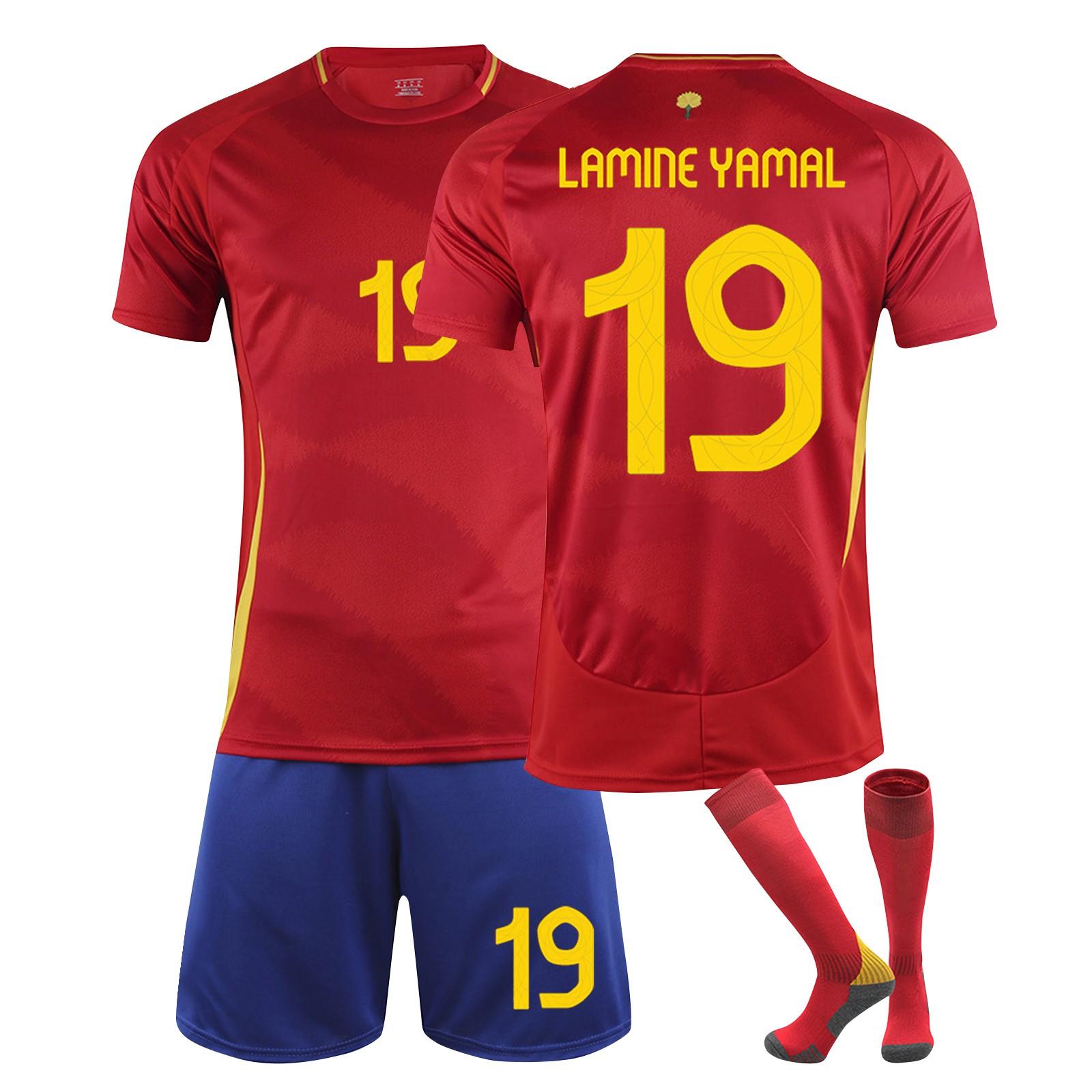 2425Spanien Heim-Fußballtrikots, Shorts und Socken-Set, neue Saison, Shorts und Socken-Set in Erwachsenen- und Kindergrößen XXXL