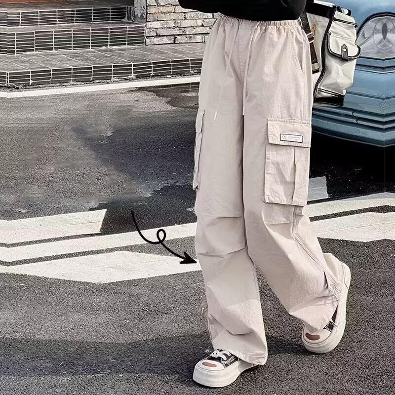 Mädchen Cargohose Kinder Unifarbene Hose Teenager Mode Hose Frühling Herbst Kinderbekleidung Sportbekleidung 130 beige