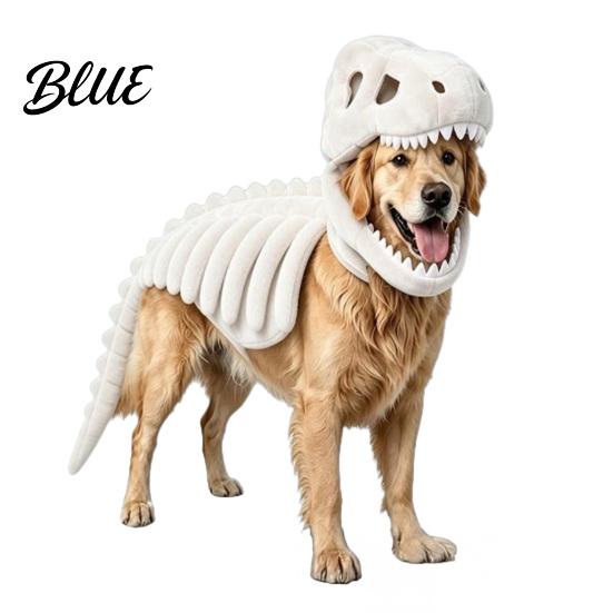 Hund Halloween Kostüm Haustier Dinosaurier Skelett Kostüm Outfit Lustig Leicht zu Tragen Ausrüstung Cosplay Kostüm für Hunde Katzen Süßes oder Saures Bekleidung Requisite L weiß