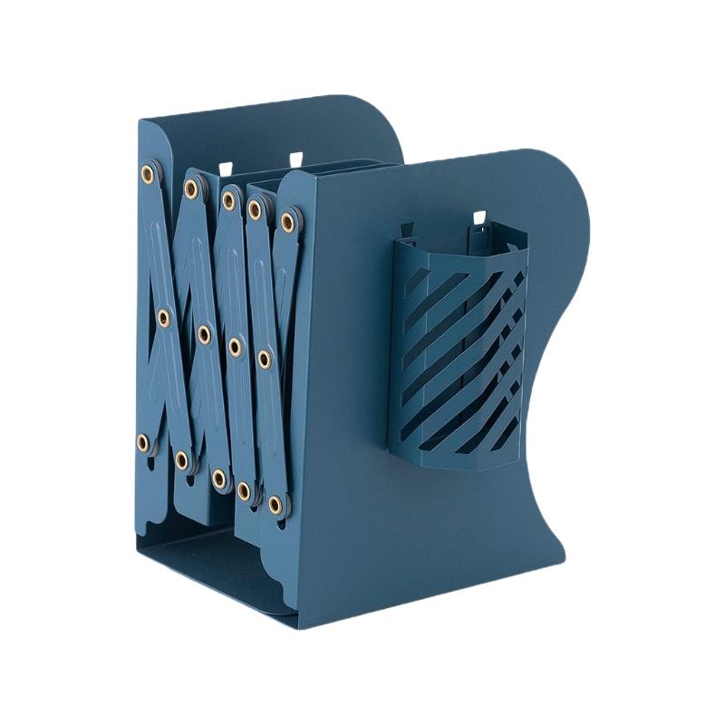 Dekorative Verstellbare Buchstützen für Schwere Bücher Rutschfeste Metall Buchstopper Halter für Bücherregal Bücherregale 1 blau
