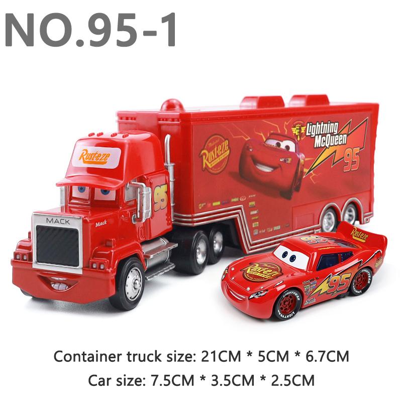 Pixar Cars LKW Sage VanDerSpin Modellauto 1/55 Druckguss Container-LKW Rennspielzeug Geburtstagsgeschenke für Kinder Sammlerstücke red