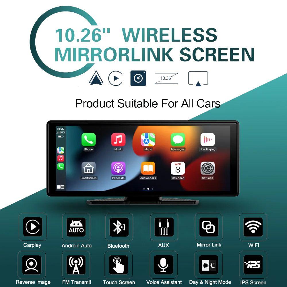 Auto-MP5-Player mit 10,26-Zoll-Bildschirm / kabelloser Carplay-Monitor / universeller Touchscreen / Mirror Link für alle Autos