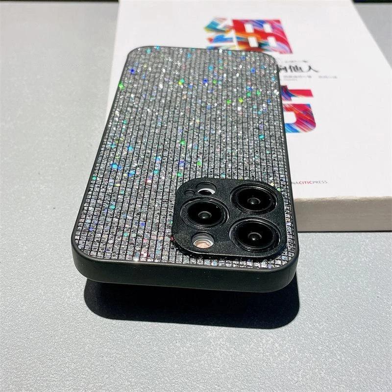 Für iPhone 16 15 14 Pro Max Objektivschutz Glitzer Strass Hülle Für iPhone 12 11 13 Pro Max 14 Plus 13 Shiny Diamond Hard PC Cover iPhone 14 Pro Max schwarz