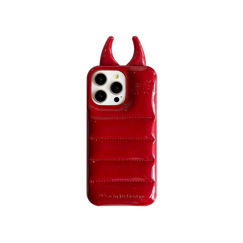 Mode Kuh Hörner glänzend Handytasche für iPhone 15 14 13 12 Pro Max Luxus PU Leder Rückseite For iPhone 15 rot