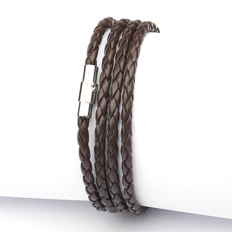 Mode Armband Wrap Manschette Unisex Frauen Männer Pu Leder Armband Schmuck Geschenke kaffeebraun