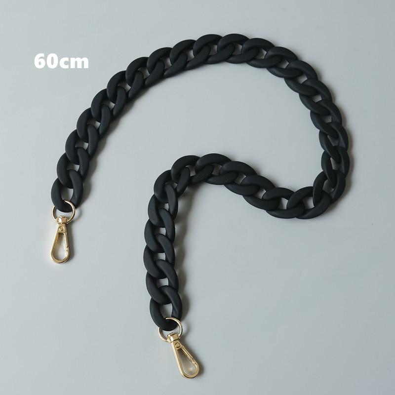 Neue Mode Frau Handtasche Zubehör Ketten Matte Kakhi Schwarz Lila Harz Kette Frosted Strap Frauen Kupplung Schulter Handtasche Kette 60CM schwarz