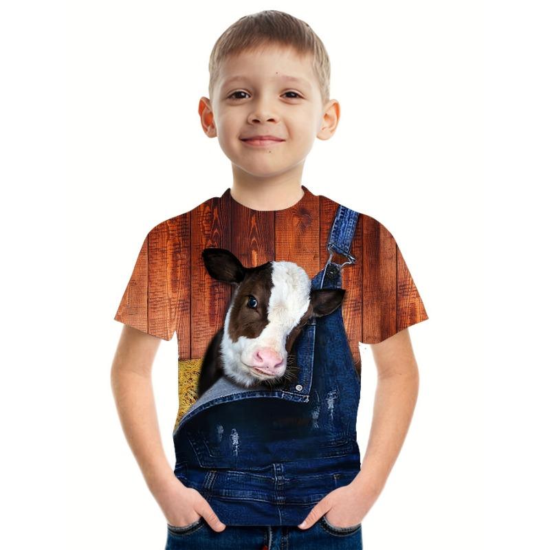 Süßes Kuhmuster Kinder T-Shirt Junge Mädchen Kleidung Lässige Mädchen T-Shirts Kurzarm T-Shirt Für Jungen Oberteile Sommer Kinderkleidung 110