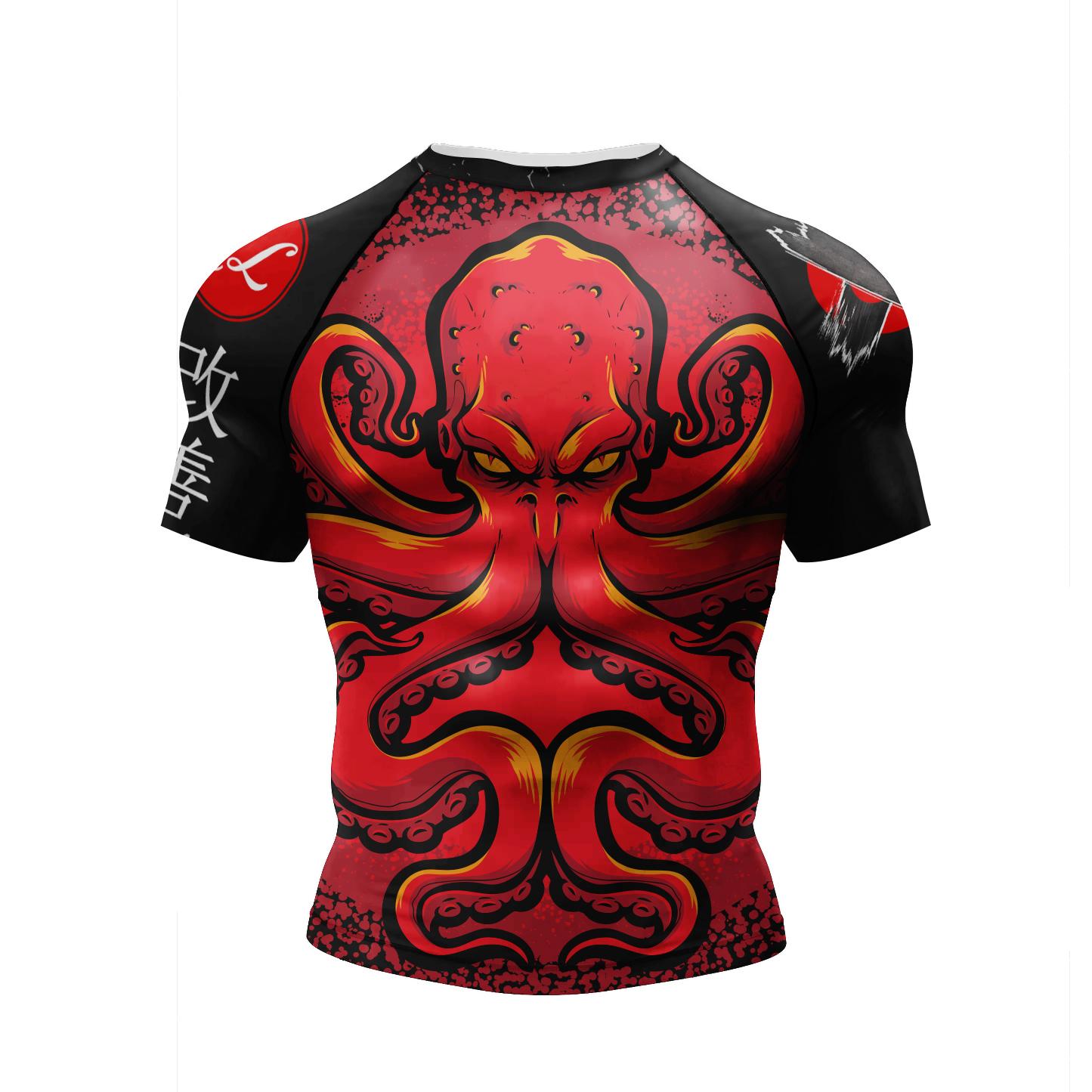 2023 Neue Mode Jiu Jitsu Kickboxen Training Kurzarm Rashguard Polyester Spandex Kompression Sublimation Sport Blusen XXXL rot