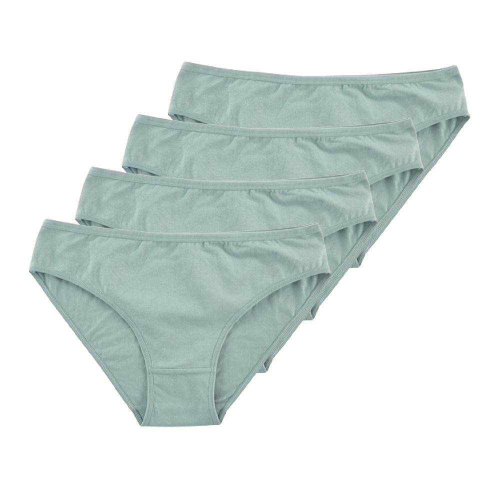 4 Stück Damen-Unterwäsche aus Baumwolle, Slips, Dessous, mittlere Taille, Unterwäsche für Mädchen, sexy Höschen, einfarbige Untershorts M grün